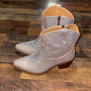 Dazzle Silver Glitter Heeled Boots by Wetkiss